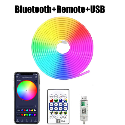 5V RGB Neon Strip Light USB Waterproof Flexible With Bluetooth Remote Control
