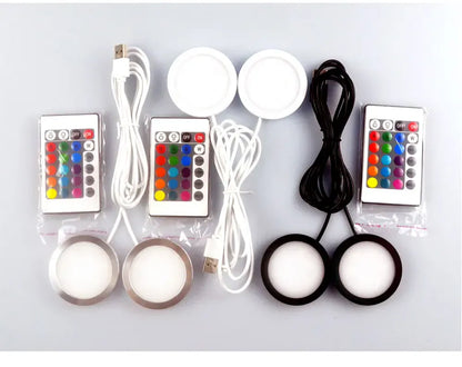 5V USB RGB Under Cabinet LED Puck Lights With Remote LED Panel Light