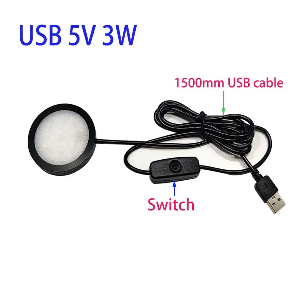 5V USB Under Cabinet LED Puck Lights for Shelf Counter Lighting