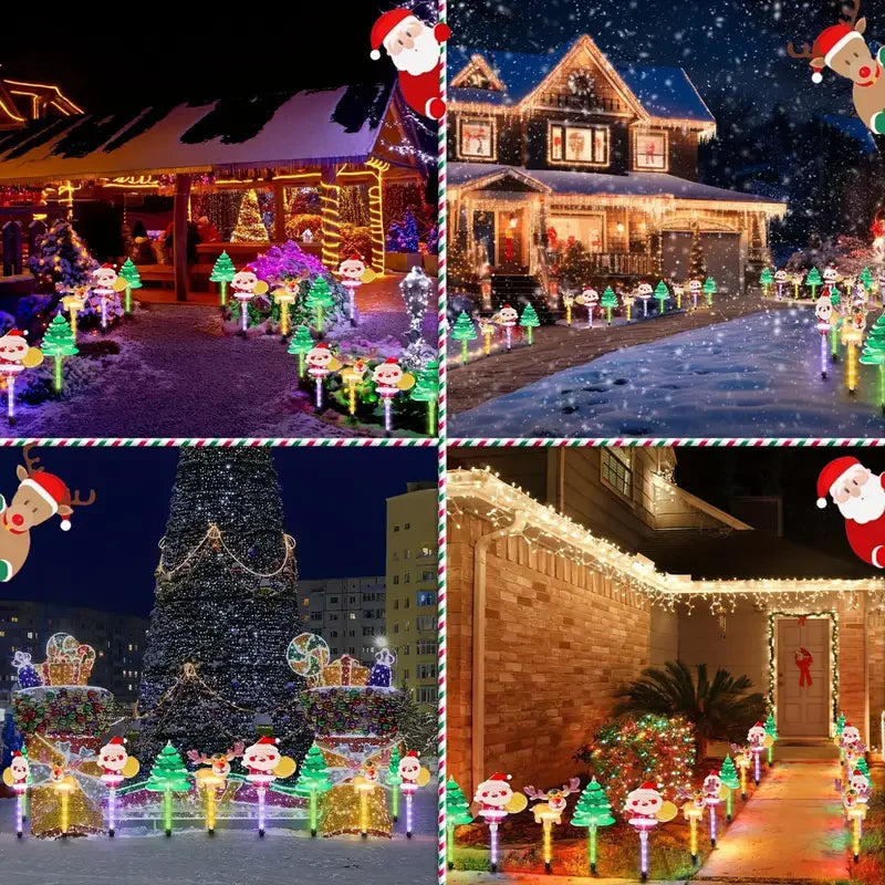 6PCS Solar Christmas Pathway Lights Christmas LED Stake Lights with Waterproof - Lumaz