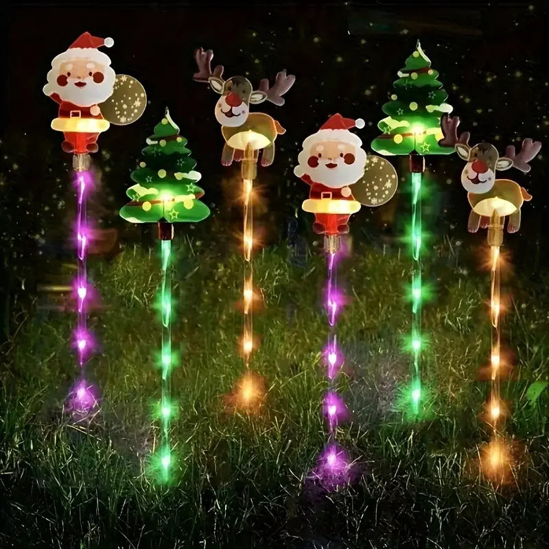 6PCS Solar Christmas Pathway Lights Christmas LED Stake Lights with Waterproof - Lumaz