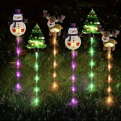 6PCS Solar Christmas Pathway Lights Christmas LED Stake Lights with Waterproof - Lumaz