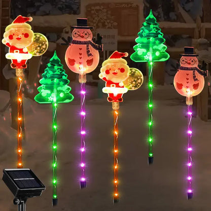 6PCS Solar Christmas Pathway Lights Christmas LED Stake Lights with Waterproof - Lumaz