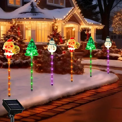 6PCS Solar Christmas Pathway Lights Christmas LED Stake Lights with Waterproof - Lumaz