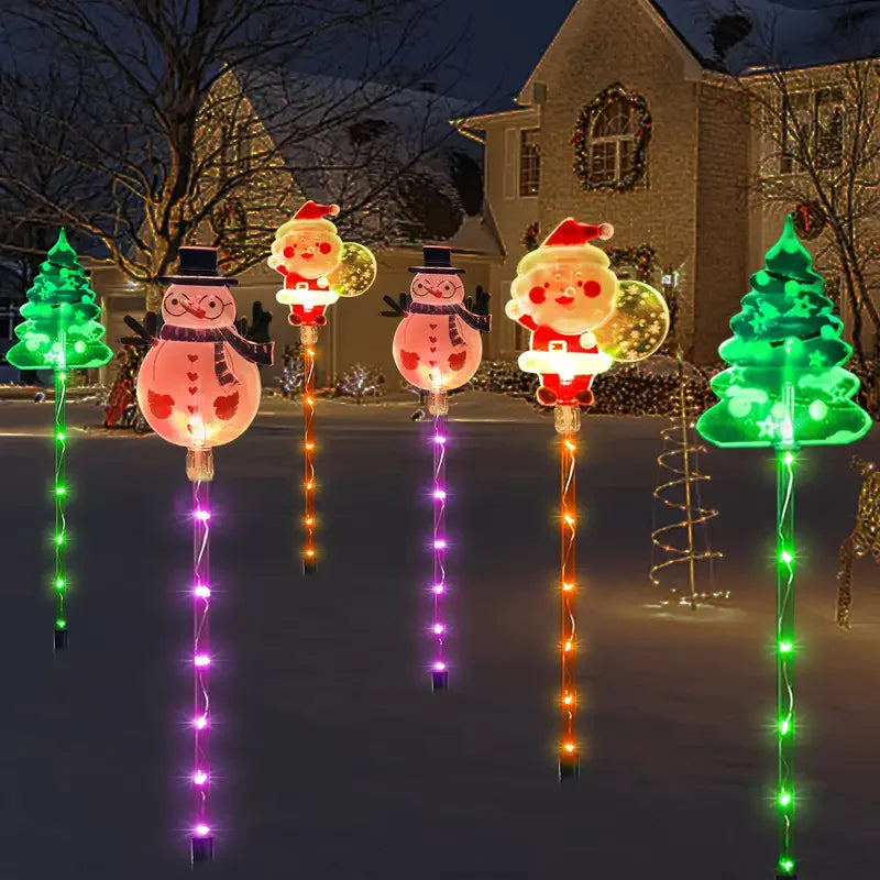 6PCS Solar Christmas Pathway Lights Christmas LED Stake Lights with Waterproof - Lumaz