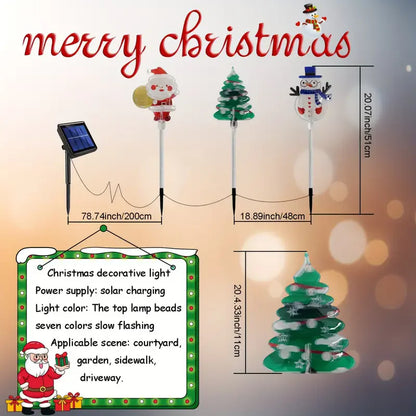 6PCS Solar Christmas Pathway Lights Christmas LED Stake Lights with Waterproof - Lumaz