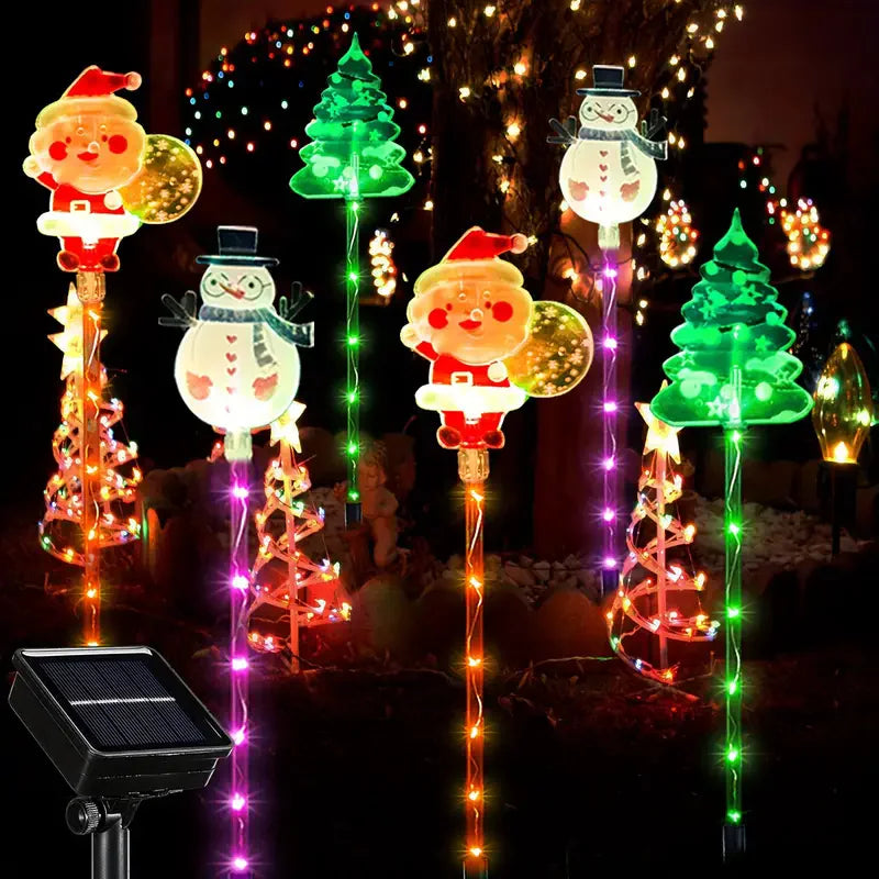 6PCS Solar Christmas Pathway Lights Christmas LED Stake Lights with Waterproof - Lumaz