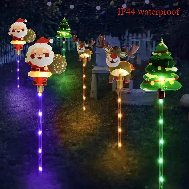 6PCS Solar Christmas Pathway Lights Christmas LED Stake Lights with Waterproof - Lumaz