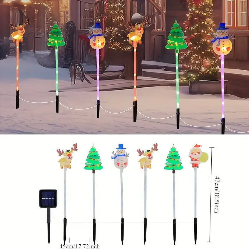 6PCS Solar Christmas Pathway Lights Christmas LED Stake Lights with Waterproof - Lumaz