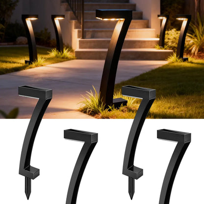 7-Shaped Solar Pathway Lights - Downward Glow, Auto Dusk to Dawn, IP65 Protection
