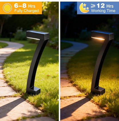 7-Shaped Solar Pathway Lights - Downward Glow, Auto Dusk to Dawn, IP65 Protection