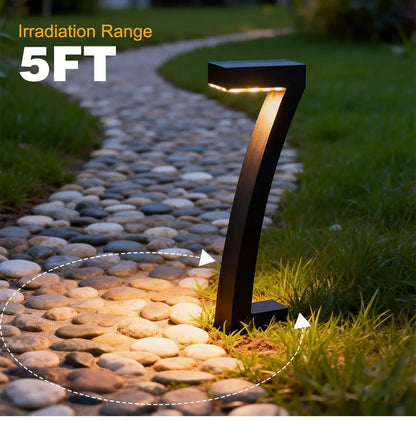 7-Shaped Solar Pathway Lights - Downward Glow, Auto Dusk to Dawn, IP65 Protection
