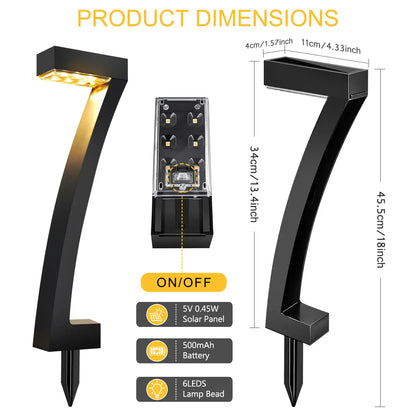 7-Shaped Solar Pathway Lights - Downward Glow, Auto Dusk to Dawn, IP65 Protection