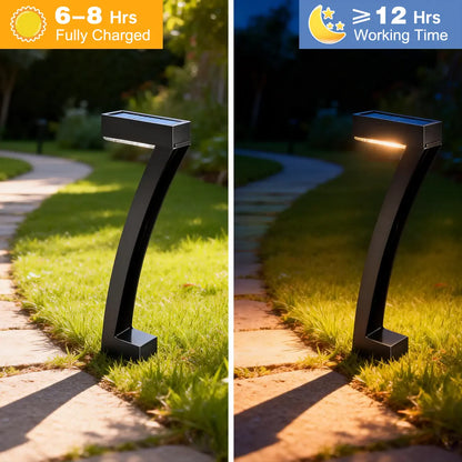 7-Shaped Solar Pathway Lights - Downward Glow, Auto Dusk to Dawn, IP65 Protection