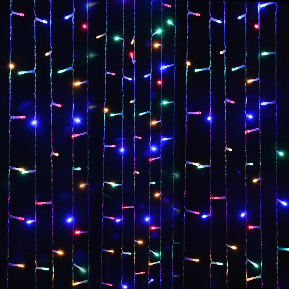 8 Mode LED Curtain Light Connectable Christmas Icicle Lights 3x13x23x36x3m - Lumaz