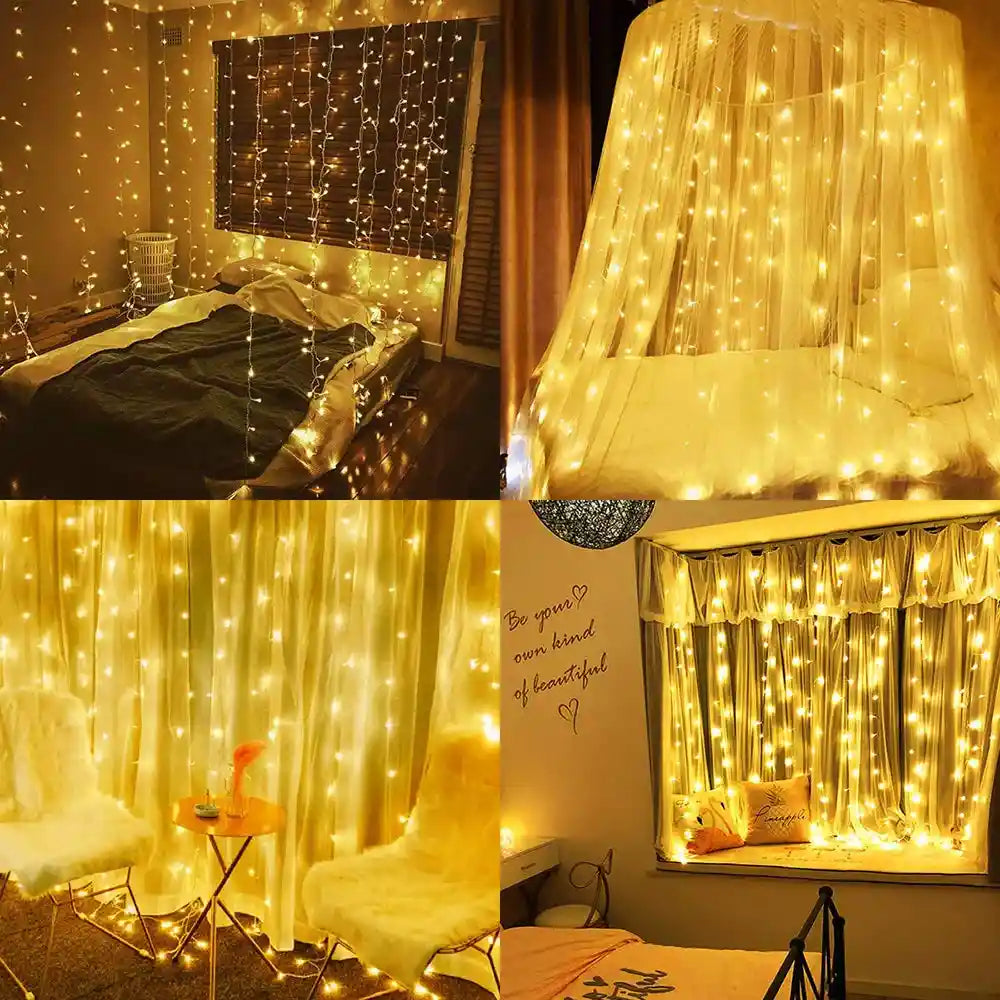 8 Mode LED Curtain Light Connectable Christmas Icicle Lights 3x13x23x36x3m - Lumaz