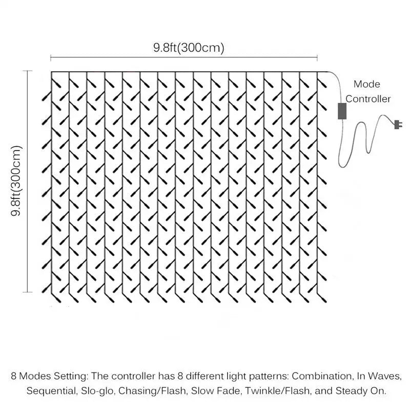 8 Mode LED Curtain Light Connectable Christmas Icicle Lights 3x13x23x36x3m - Lumaz