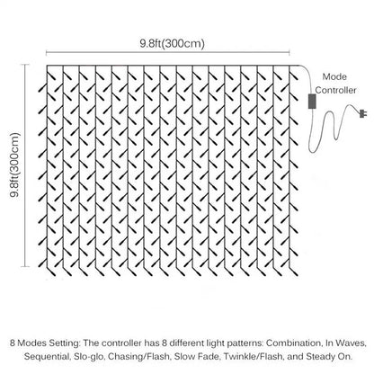 8 Mode LED Curtain Light Connectable Christmas Icicle Lights 3x13x23x36x3m - Lumaz