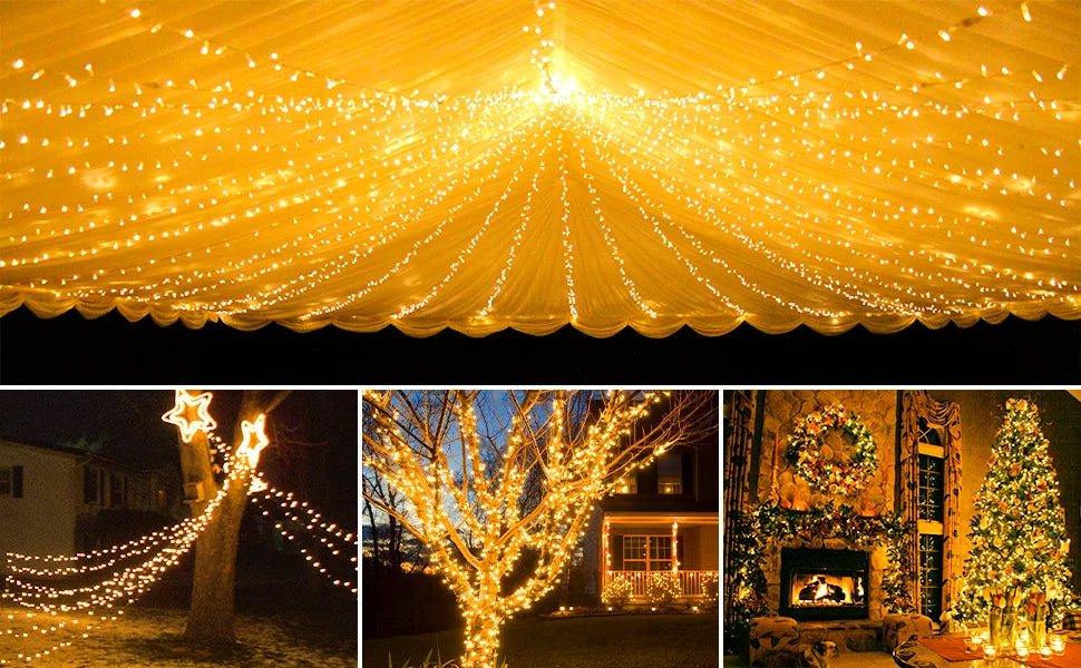 8 Mode Solar Outdoor String Lights Led Christmas Lights 8-33m - Lumaz