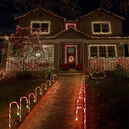 8 Modes Solar Christmas Candy Cane Lights Outdoor Waterproof - Lumaz