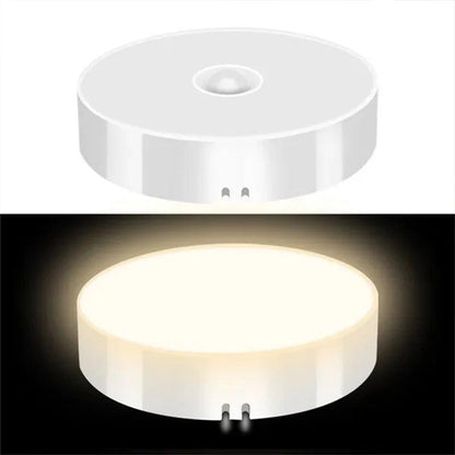 8LED PIR Motion Sensor Battery Operated Magnet Under Cabinet LED Puck Light White - Lumaz