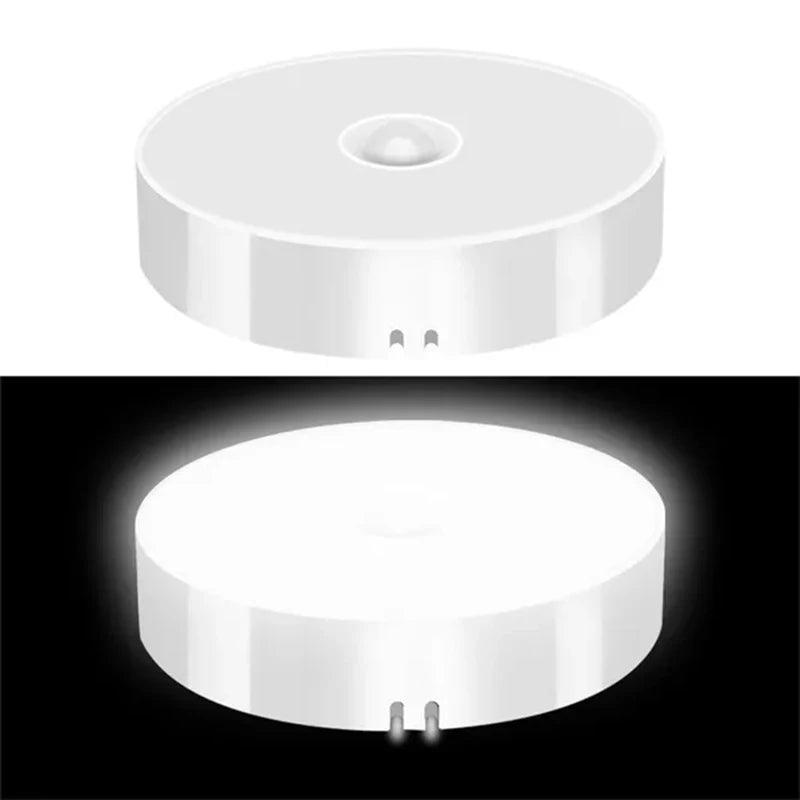 8LED PIR Motion Sensor Battery Operated Magnet Under Cabinet LED Puck Light White - Lumaz