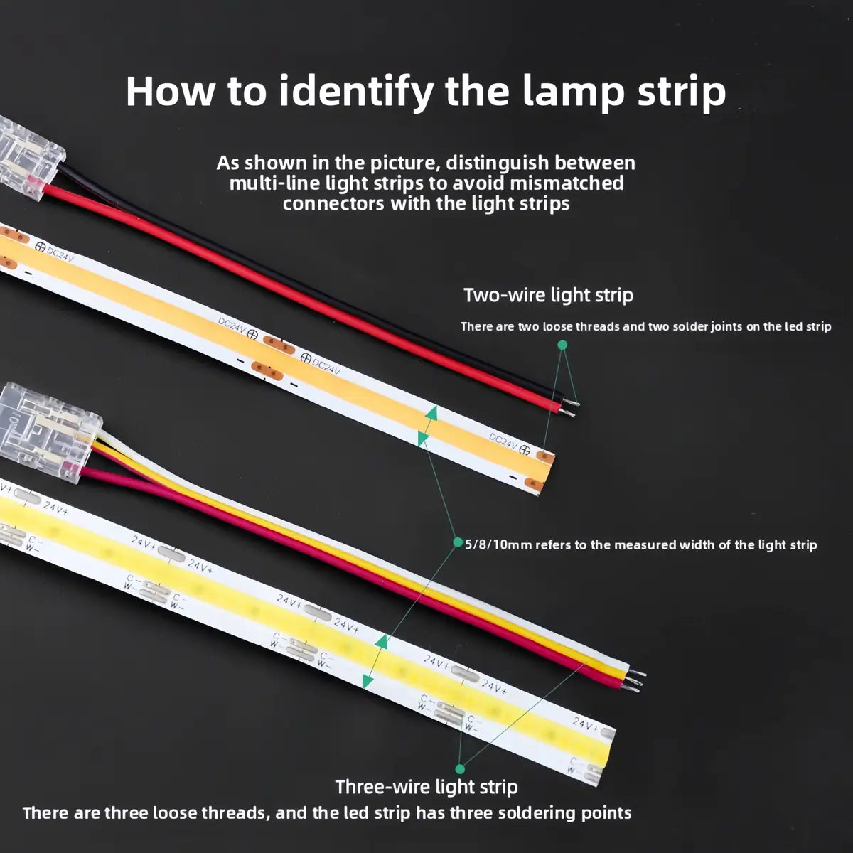 8mm COB/SMD LED Strip Lights Connector - Welding-Free, 12V/24V