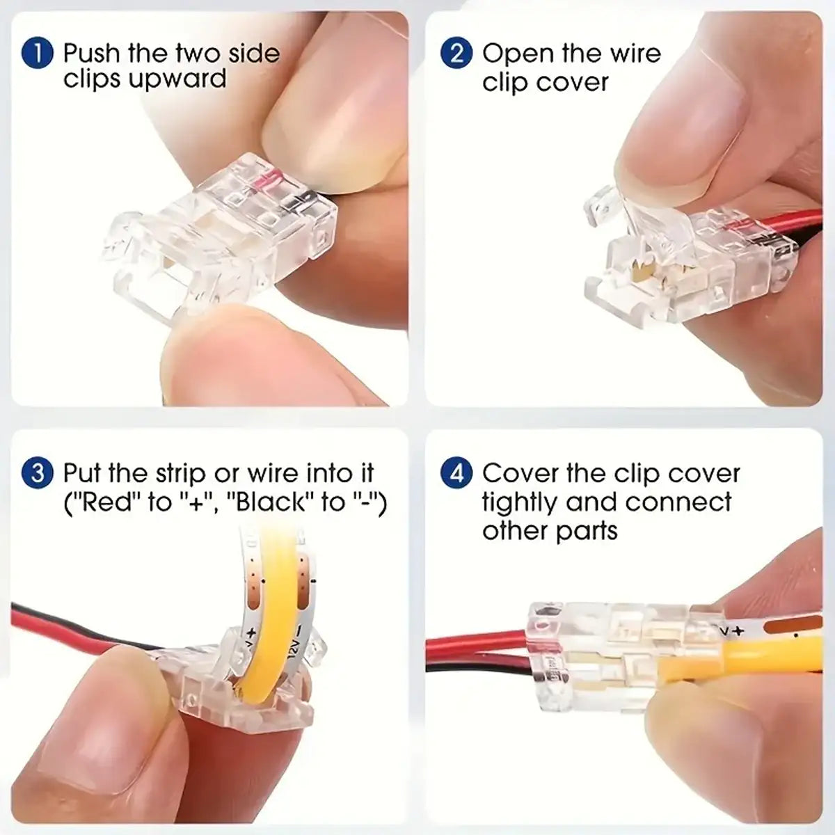 8mm COB/SMD LED Strip Lights Connector - Welding-Free, 12V/24V