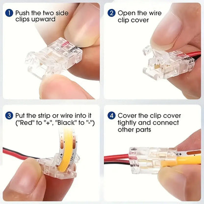 8mm COB/SMD LED Strip Lights Connector - Welding-Free, 12V/24V