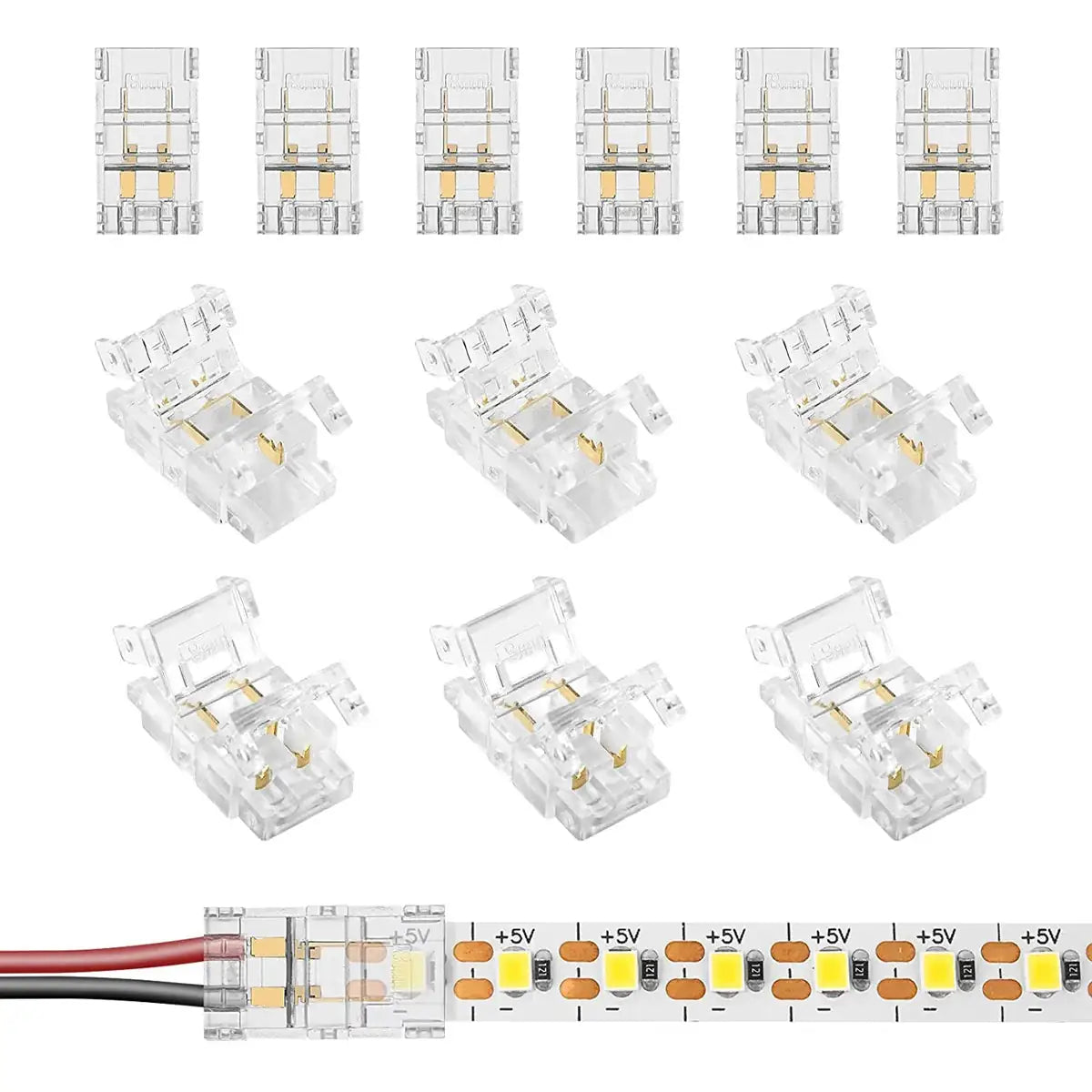 8mm COB/SMD LED Strip Lights Connector - Welding-Free, 12V/24V