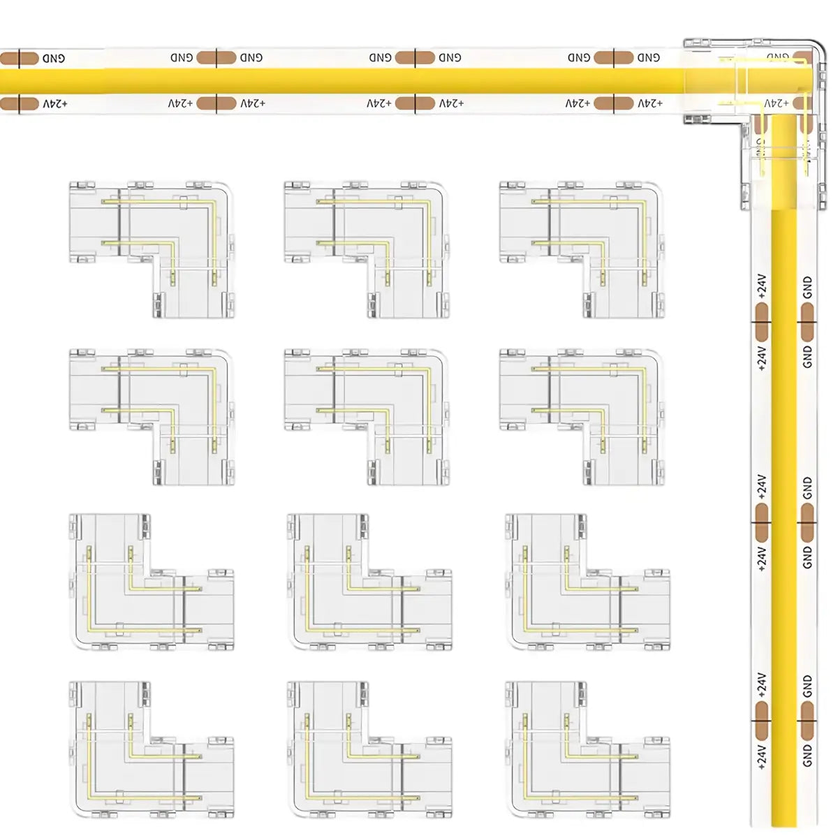 8mm COB/SMD LED Strip Lights Connector - Welding-Free, 12V/24V