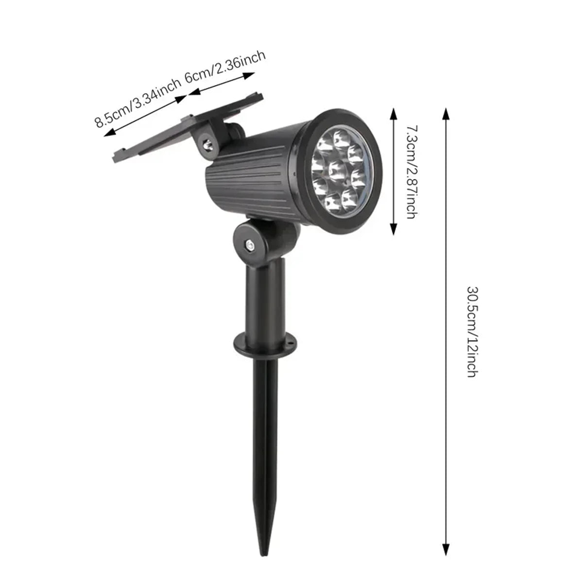 9 LEDs Outdoor Solar Spotlights IP65 Waterproof Brightness Adjustable for Garden Decor