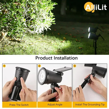 9 LEDs Outdoor Solar Spotlights IP65 Waterproof Brightness Adjustable for Garden Decor