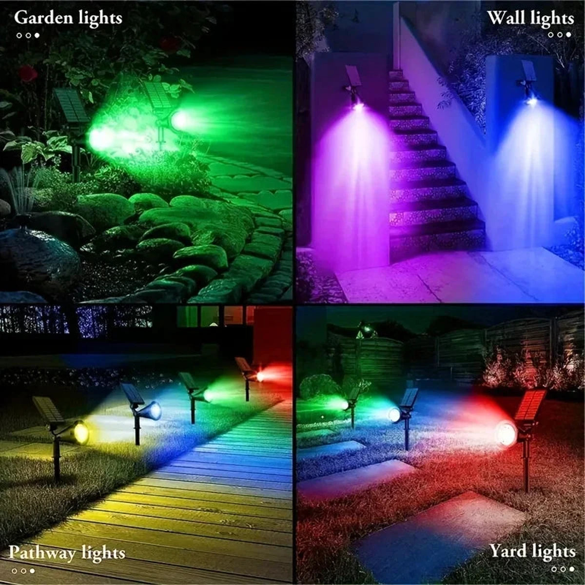 9 LEDs Outdoor Solar Spotlights IP65 Waterproof Brightness Adjustable for Garden Decor