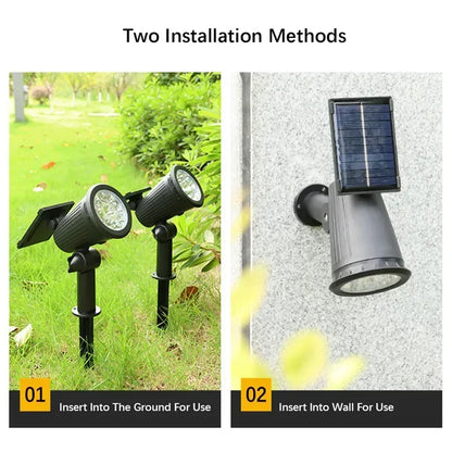9 LEDs Outdoor Solar Spotlights IP65 Waterproof Brightness Adjustable for Garden Decor