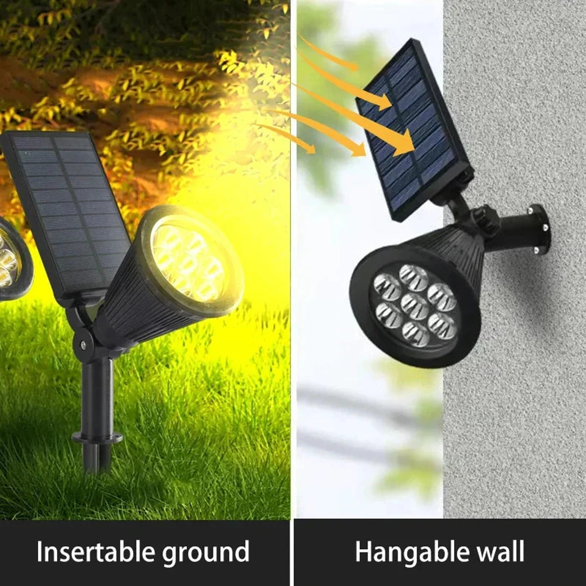 9 LEDs Outdoor Solar Spotlights IP65 Waterproof Brightness Adjustable for Garden Decor