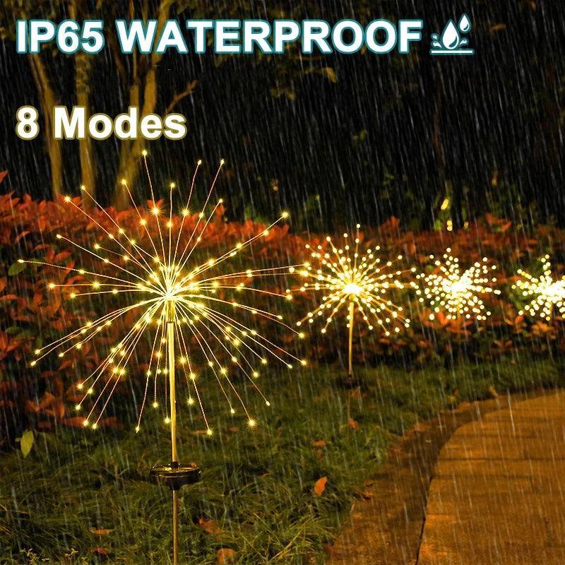 LED Outdoor Solar Firework Light With 90 LED, IP65 Waterproof For Garden Decor - Lumaz