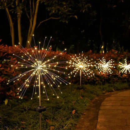 LED Outdoor Solar Firework Light With 90 LED, IP65 Waterproof For Garden Decor - Lumaz