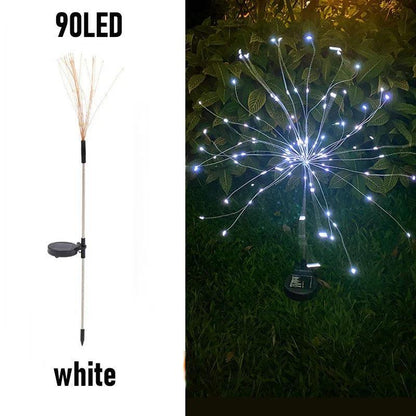 LED Outdoor Solar Firework Light With 90 LED, IP65 Waterproof For Garden Decor - Lumaz