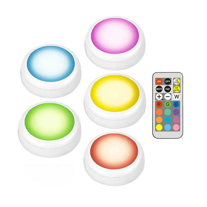 RGBW Dimmable Battery Operated Remote Control Under Cabinet LED Puck Light - Lumaz