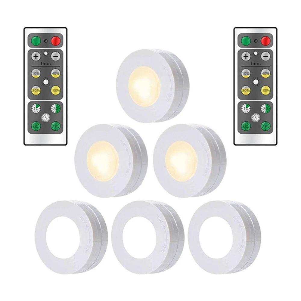 Battery Operated Remote Control Under Cabinet Led Puck Light (White) - Lumaz