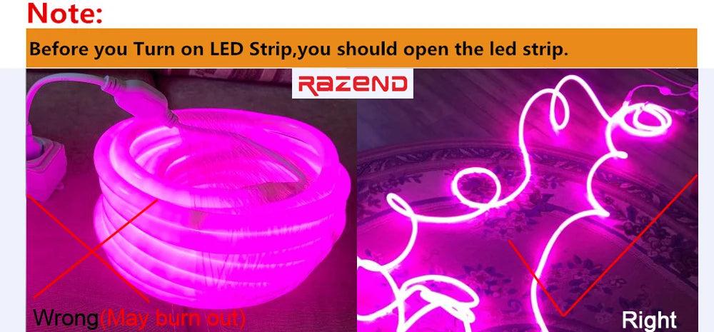 220V IP67 Waterproof 360 Round Neon Led Strip Light With SMD 2835 Tube Flexible Rope Lights - Lumaz