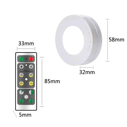 Battery Operated Remote Control Under Cabinet Led Puck Light (White) - Lumaz