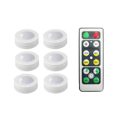 Battery Operated Remote Control Under Cabinet Led Puck Light (White) - Lumaz