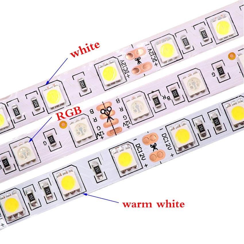 12V LED Strip Light SMD 2835 RGB 120led 60LED 240LED With 9 Colors 5M - Lumaz