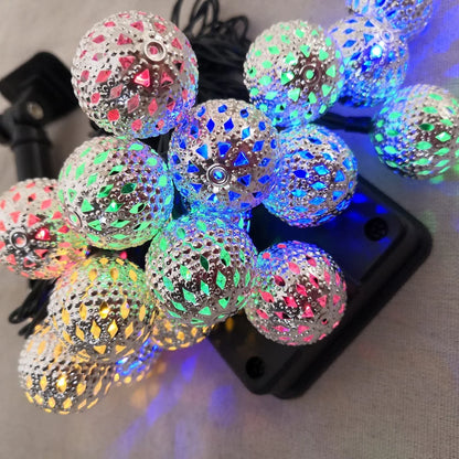 7/12m Moroccan Ball Solar String Lights, LED Globe Lantern Christmas Lights