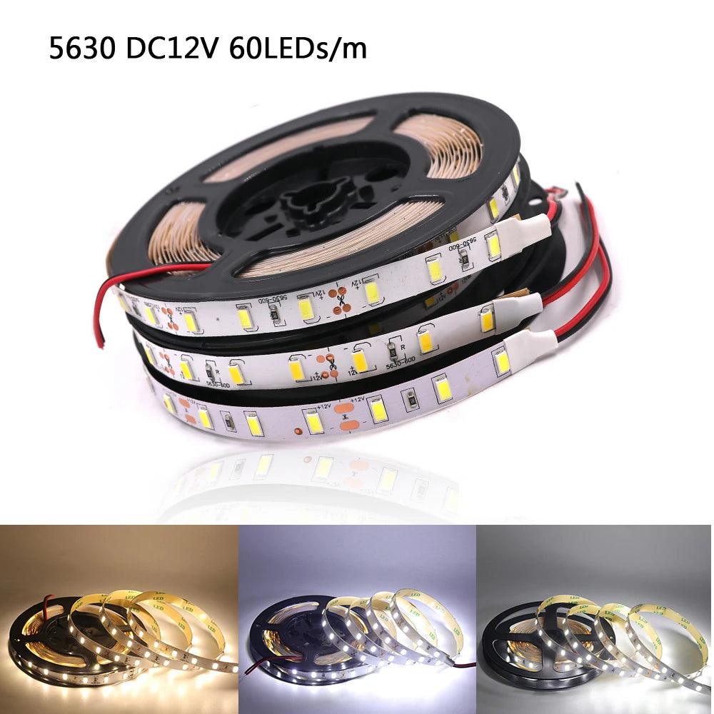 12V LED Strip Light SMD 5630 RGB 120led 60LED 240LED With 9 Colors 5M - Lumaz