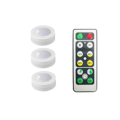 Battery Operated Remote Control Under Cabinet Led Puck Light (White) - Lumaz