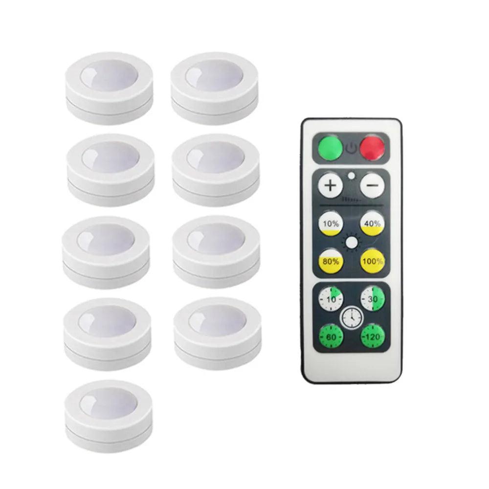 Battery Operated Remote Control Under Cabinet Led Puck Light (White) - Lumaz