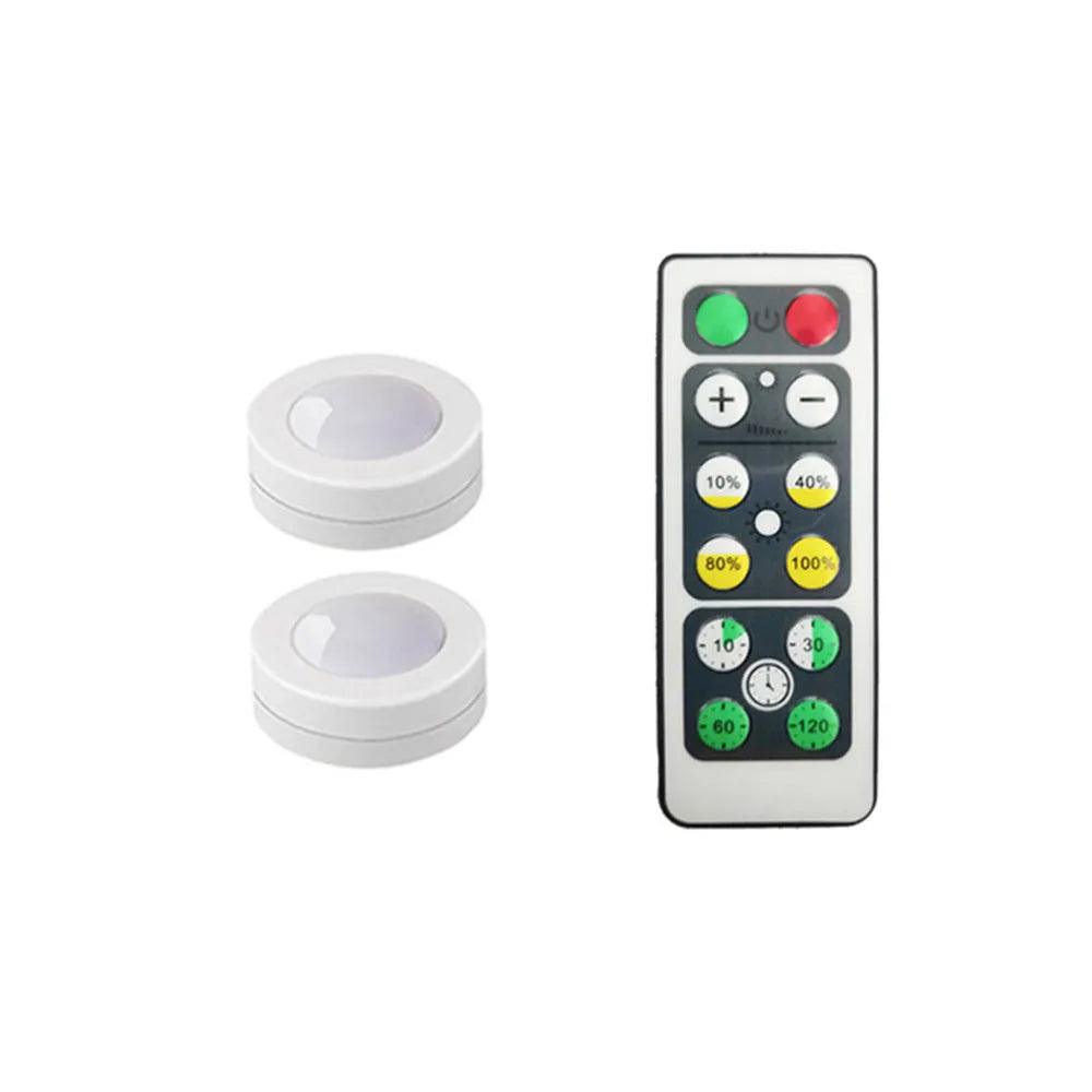 Battery Operated Remote Control Under Cabinet Led Puck Light (White) - Lumaz